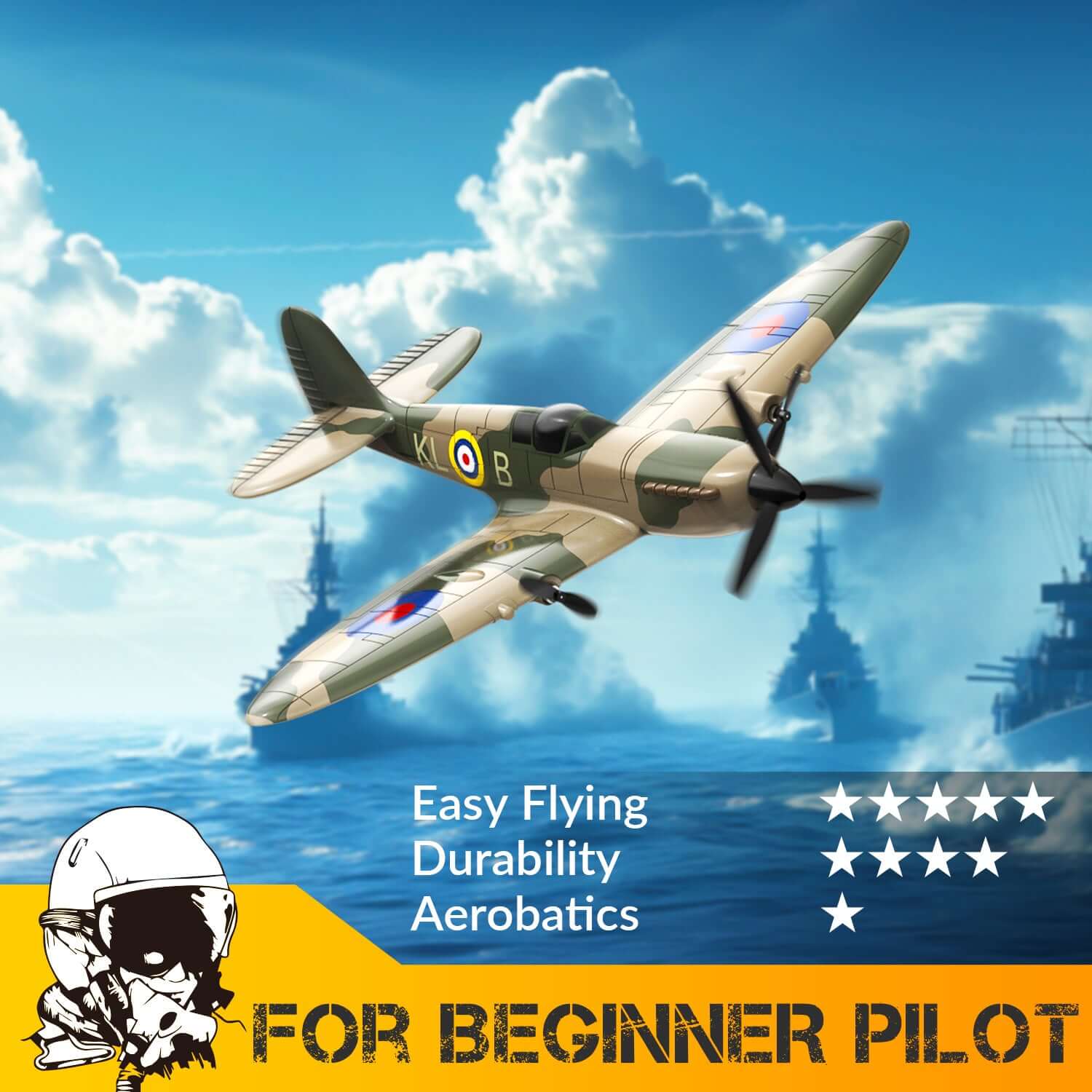 Volantex RC Spitfire 3CH RTF EPP Plane w/ Gyro 2.4Ghz, Perfect for Kids/Beginner | KIDS TOY LOVER