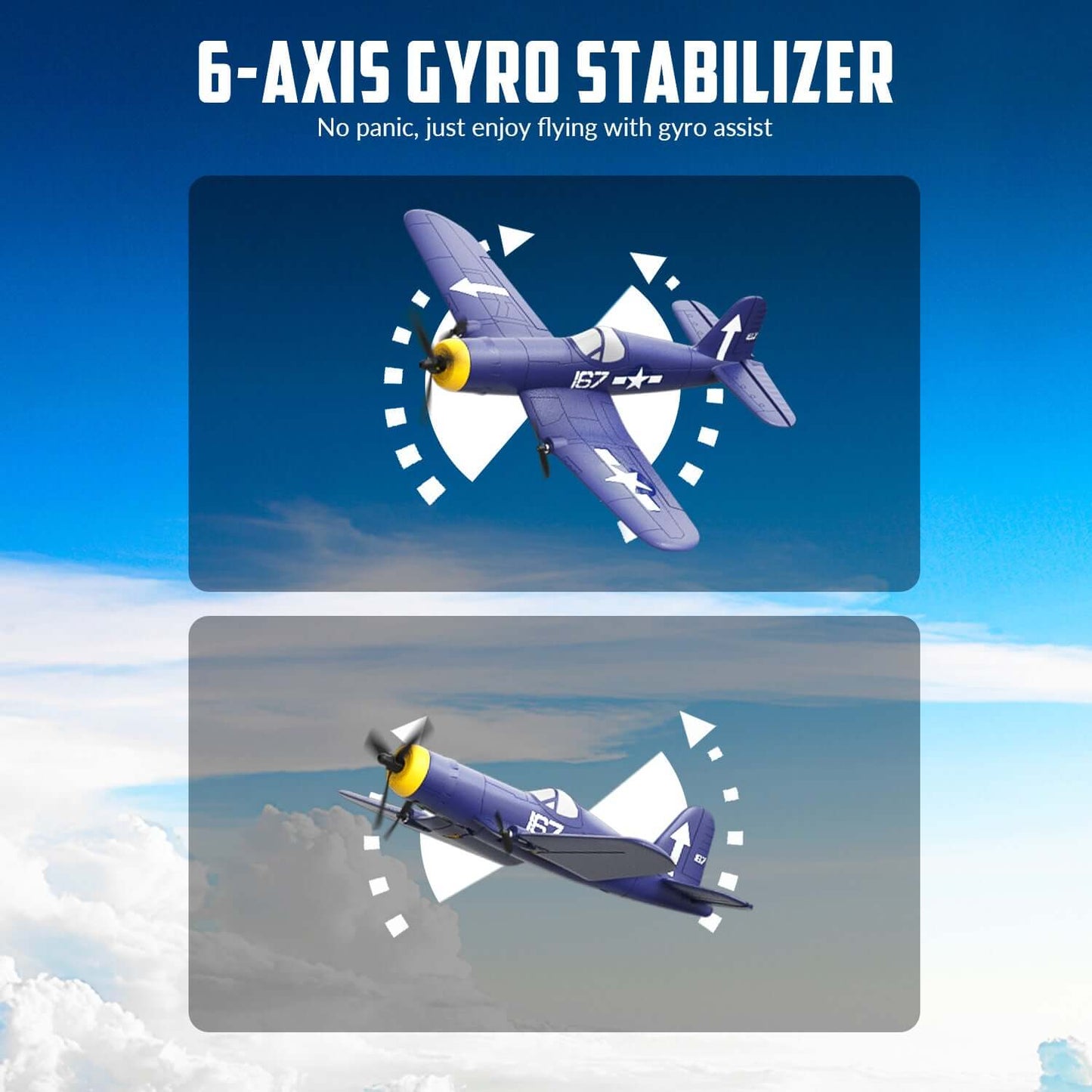 Volantex RC F4U Corsair 3CH RTF EPP Plane w/ Gyro 2.4GHz for Kids & Beginners | KIDS TOY LOVER