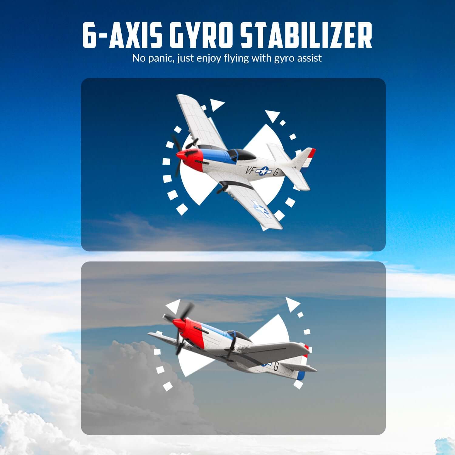 Volantex RC P51D 3CH RTF Airplane with Gyro – Beginner-Friendly RC Plane | KIDS TOY LOVER