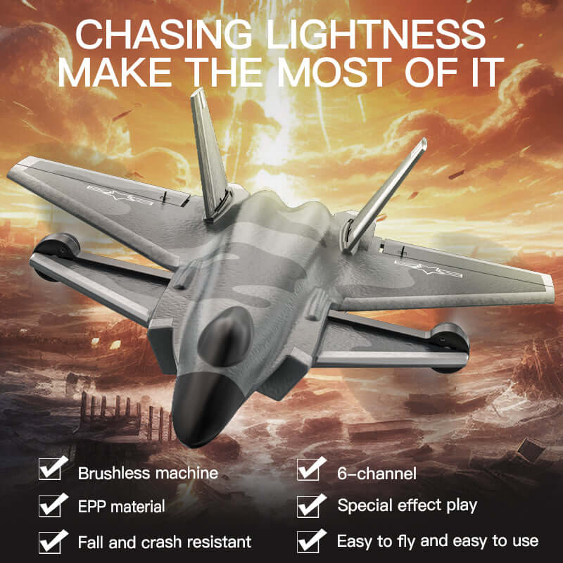 KF700 J-20 4-Channel Brushless Glider RC Plane, 300m Range, Camouflage Gray | KIDS TOY LOVER