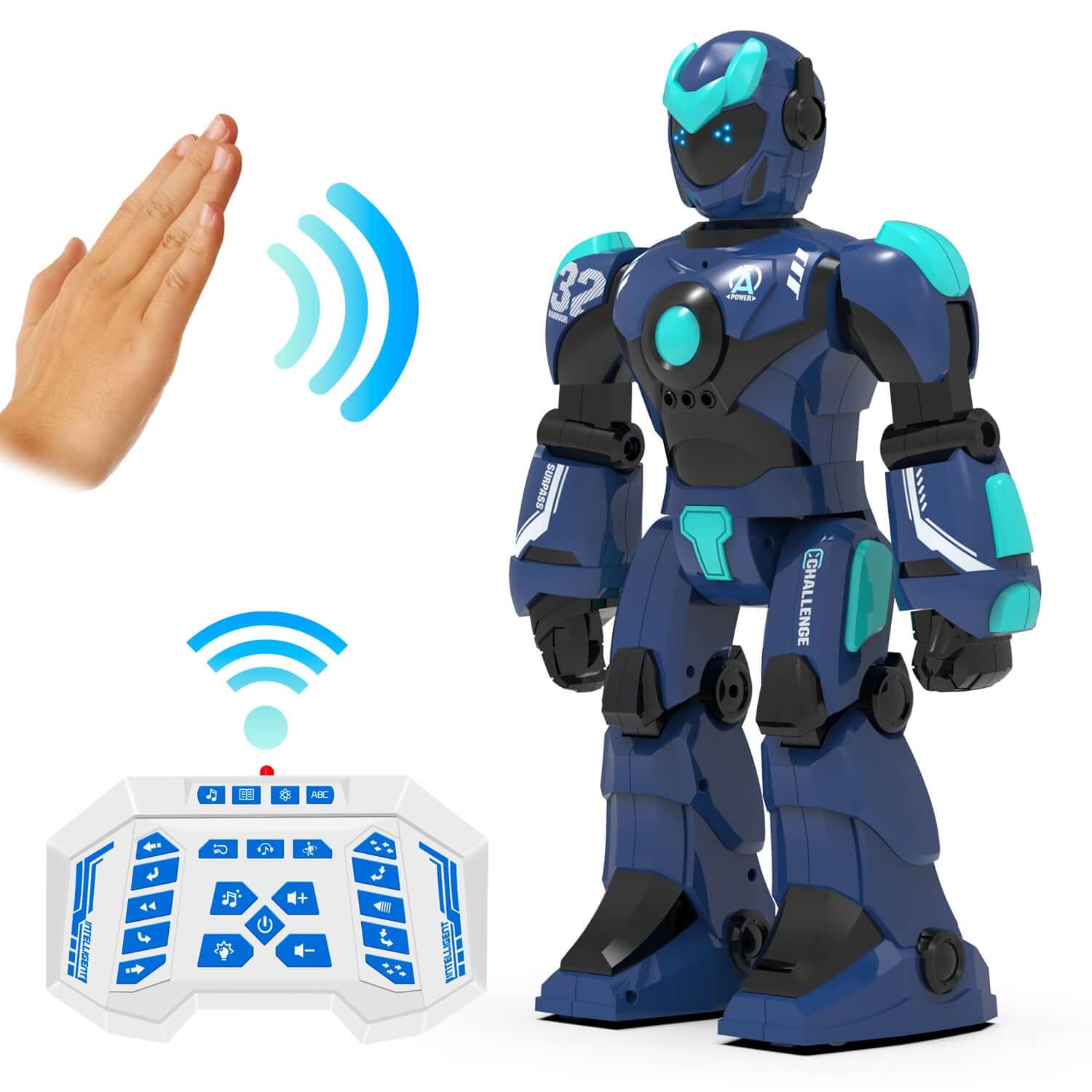 STEMTRON Voice & Gesture Robot for Kids - Programmable, Blue/White, Rechargeable | KIDS TOY LOVER