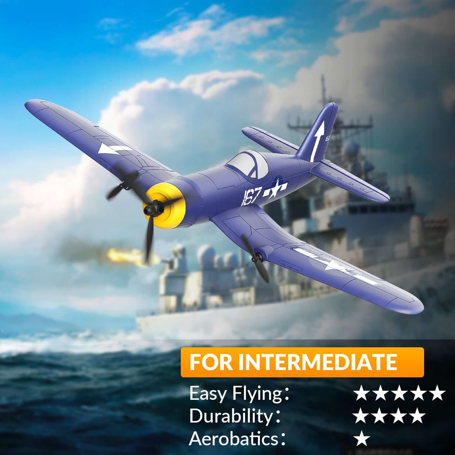 Volantex RC F4U Corsair 3CH RTF EPP Plane w/ Gyro 2.4GHz for Kids & Beginners | KIDS TOY LOVER