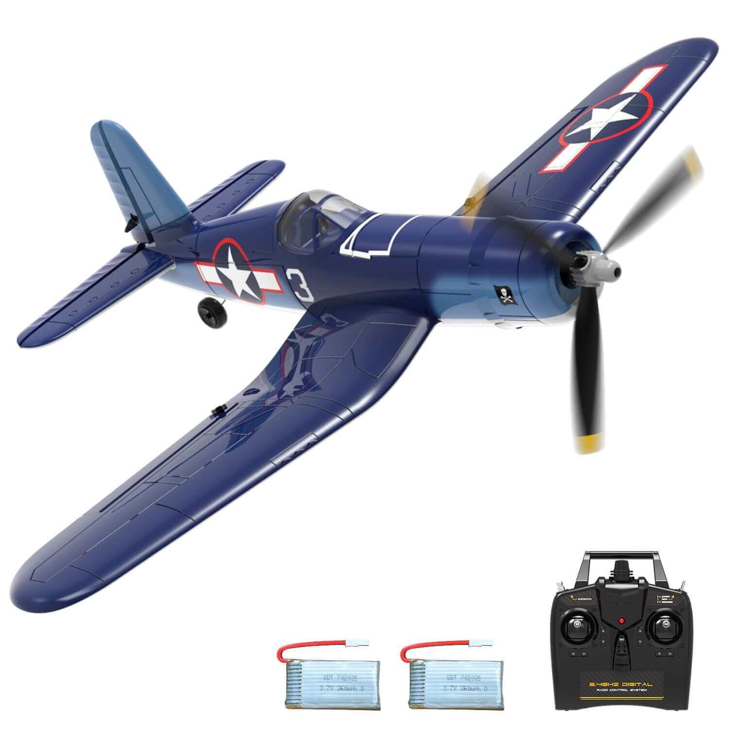 F4U コルセア飛行機 - 2.4GHz 4CH ウォーバード RC、翼幅 400mm、ワンキー エアロバティック