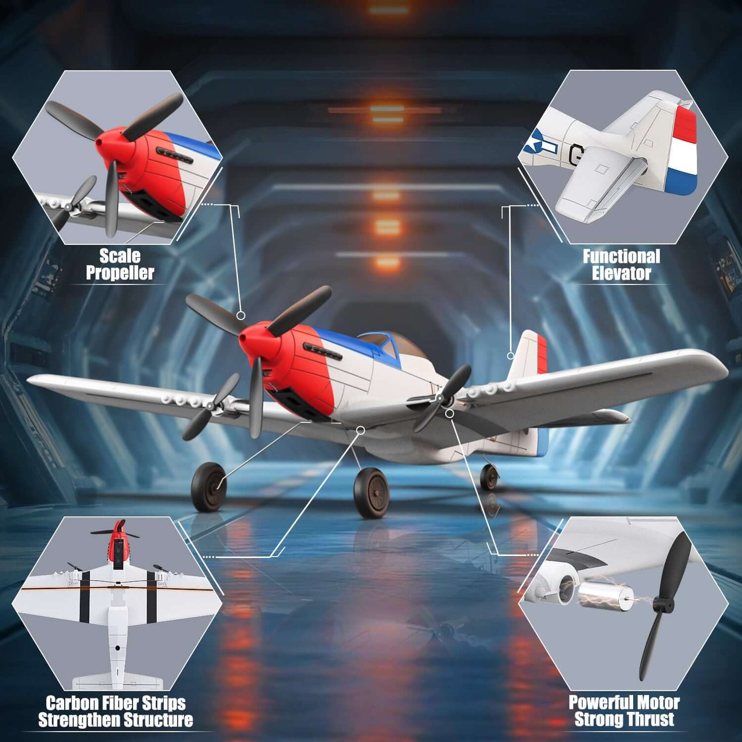 Volantex RC P51D 3CH RTF Airplane with Gyro – Beginner-Friendly RC Plane | KIDS TOY LOVER