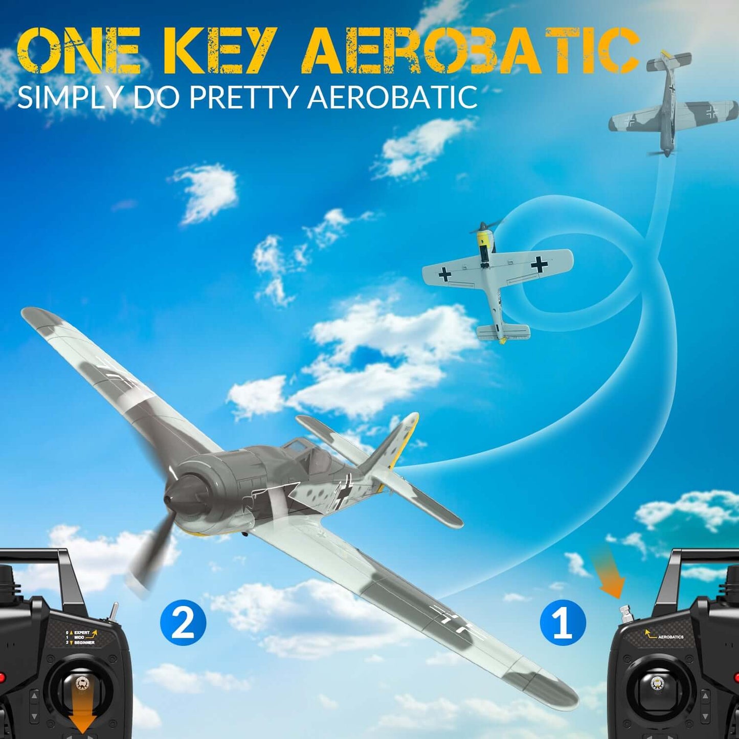 Volantex RC 2.4GHz German Warplane FW190 with Gyro Stabilization & One-Key Aerobatics | KIDS TOY LOVER