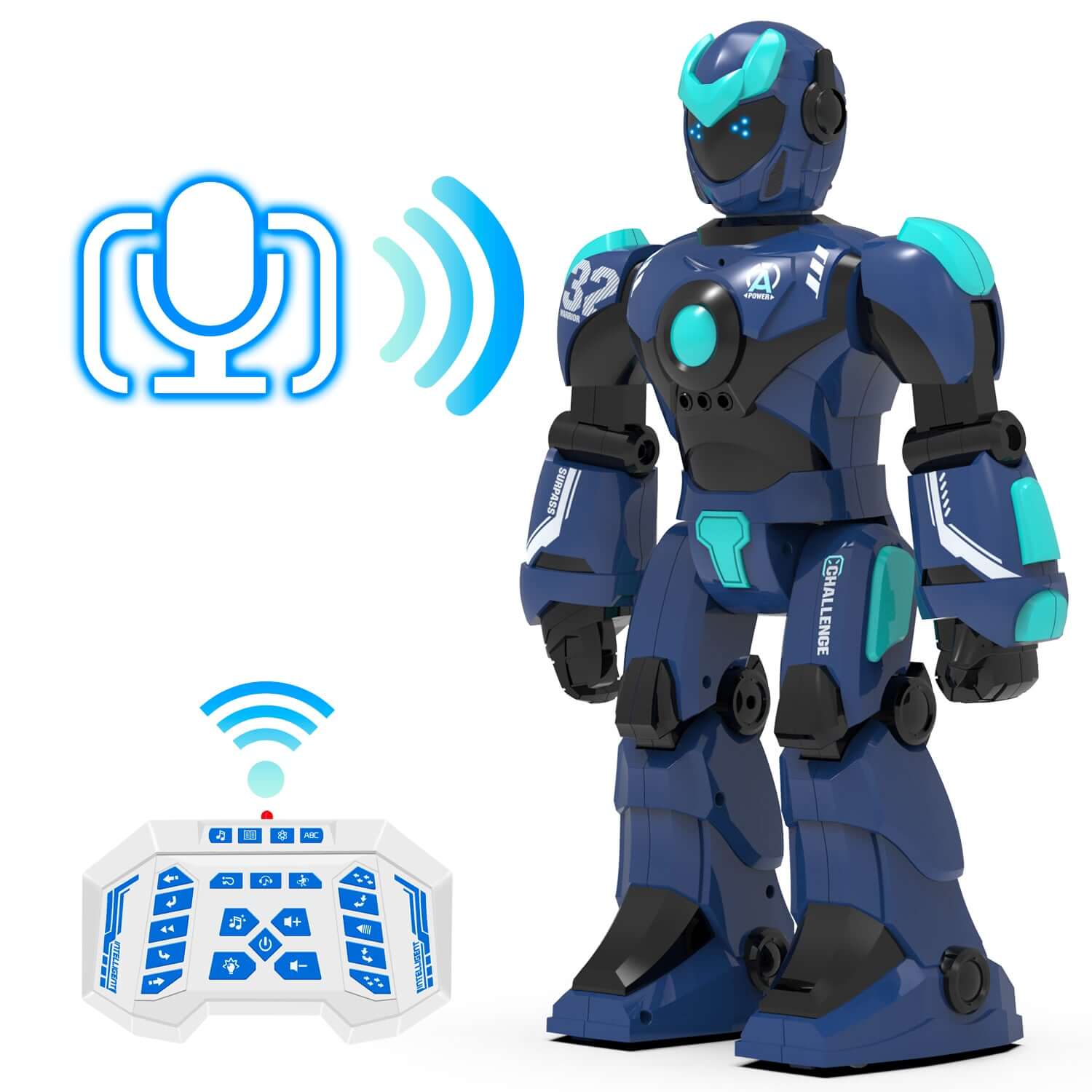 STEMTRON Voice & Gesture Robot for Kids - Programmable, Blue/White, Rechargeable | KIDS TOY LOVER