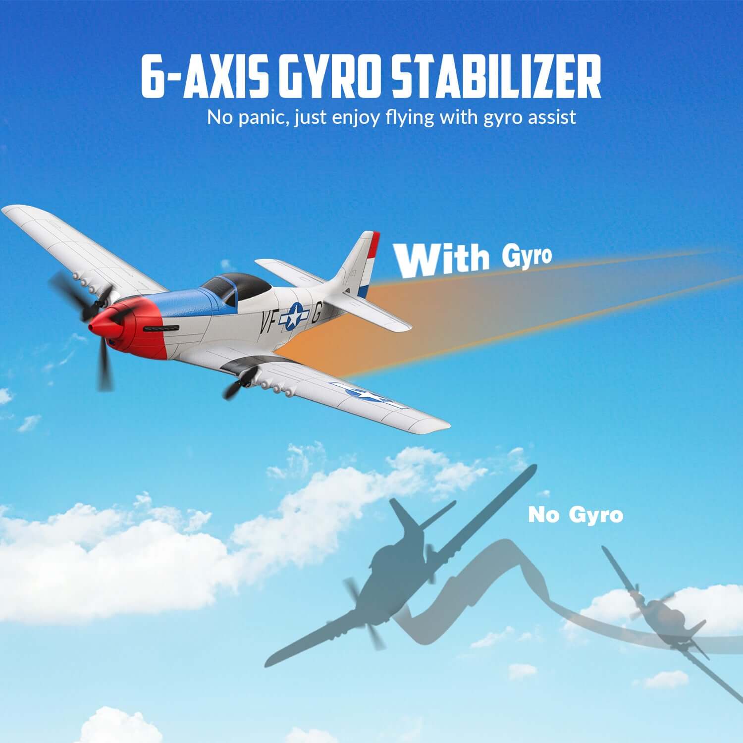 Volantex RC P51D 3CH RTF Airplane with Gyro – Beginner-Friendly RC Plane | KIDS TOY LOVER