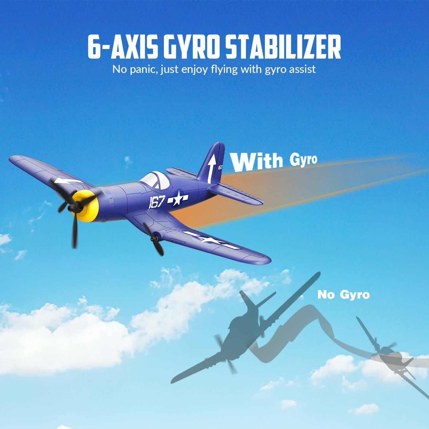 Volantex RC F4U 3CH RTF Airplane with Gyro – Beginner-Friendly RC Plane | KIDS TOY LOVER