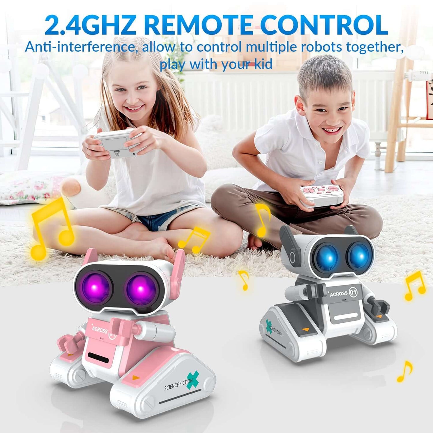 STEMTRON RC Robot Toy - Rechargeable, Auto Demo, Dance, Music, LED Eyes, 3 Colors | KIDS TOY LOVER