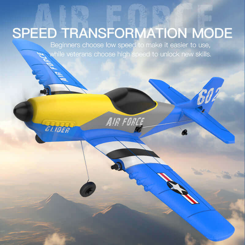 P51D Mustang Glider RC Plane KF602 with EPP Foam, Dual Motors, 20 Min Flight | KIDS TOY LOVER