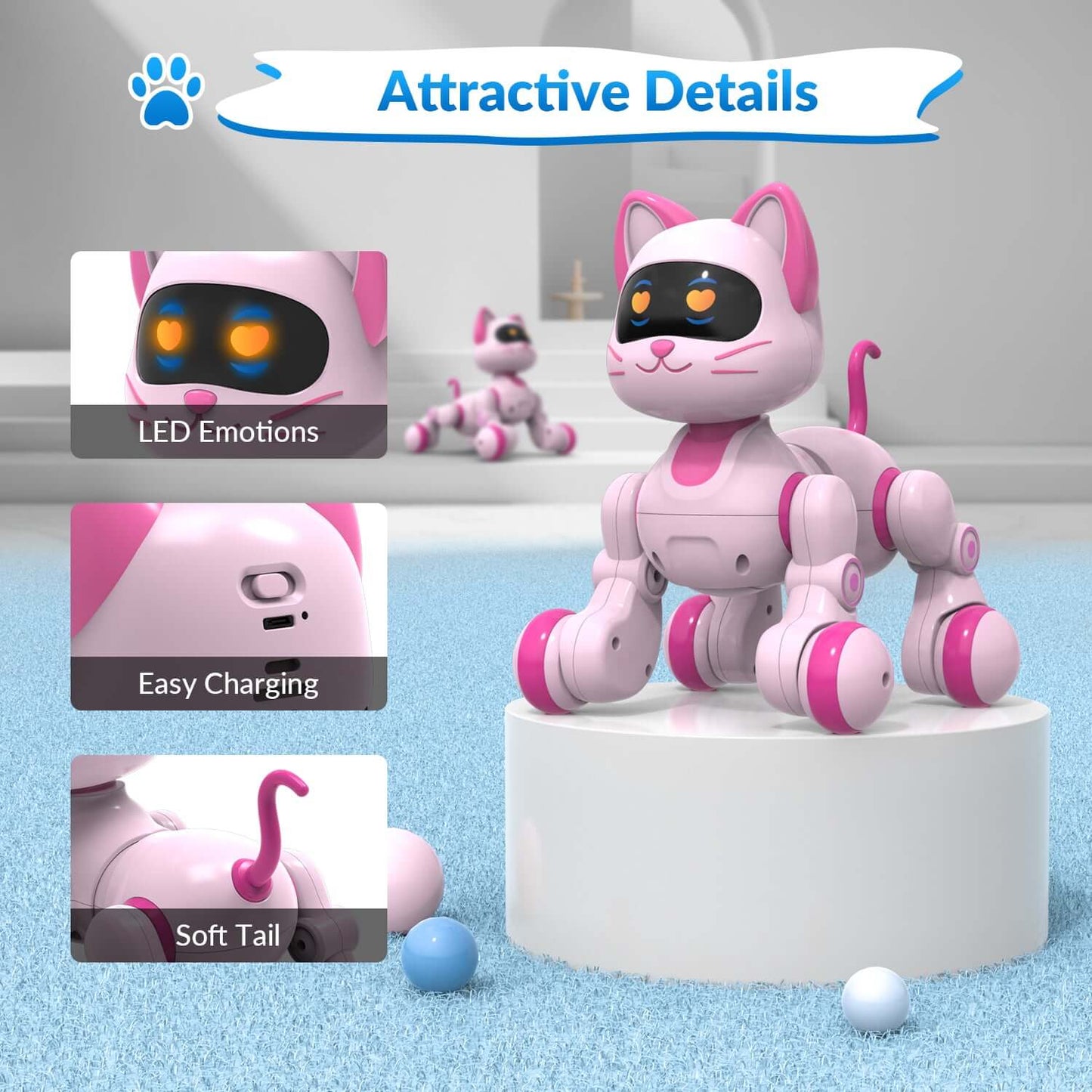 STEMTRON Programmable Robot Cat - Interactive, Remote Control, Music & Dance | KIDS TOY LOVER