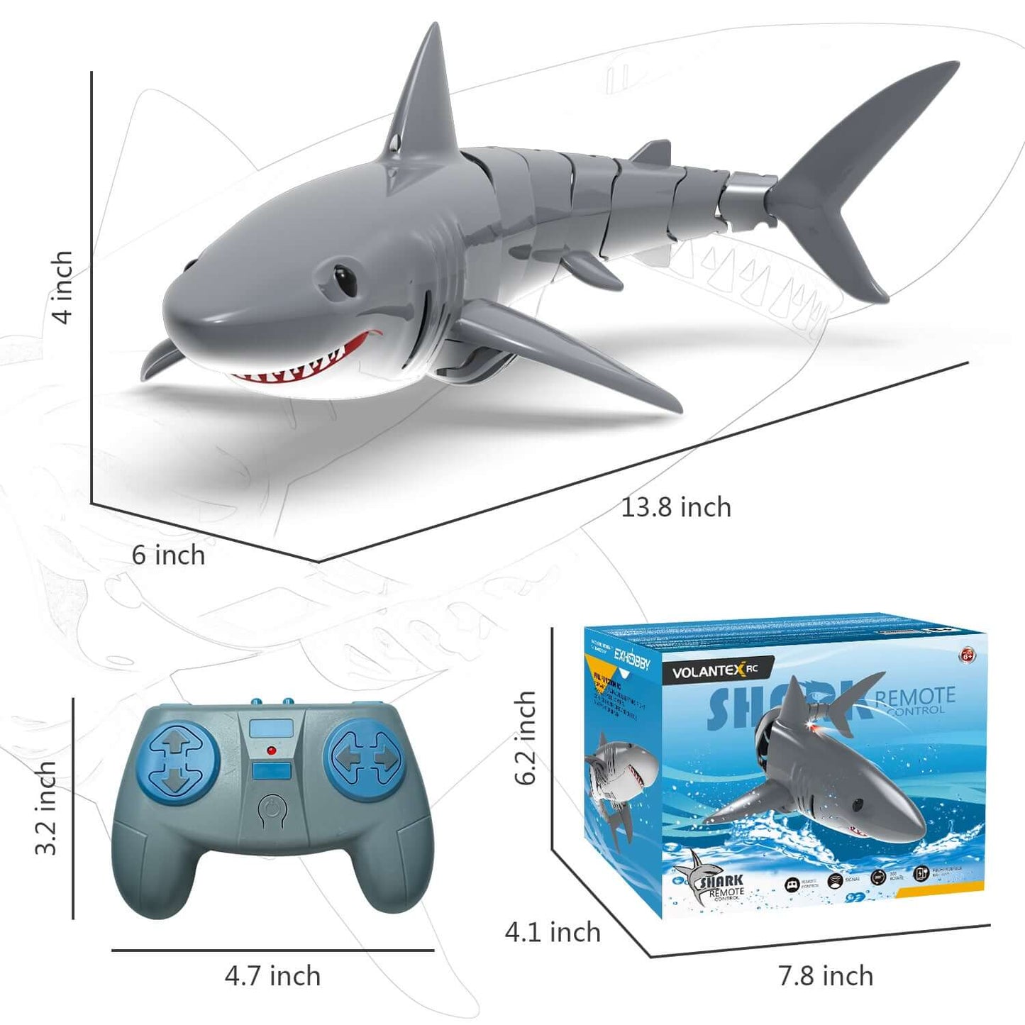 VOLANTEXRC RC Shark Toy 2.4GHz, Remote Control Boat for Kids, Pool & Lake Fun | KIDS TOY LOVER