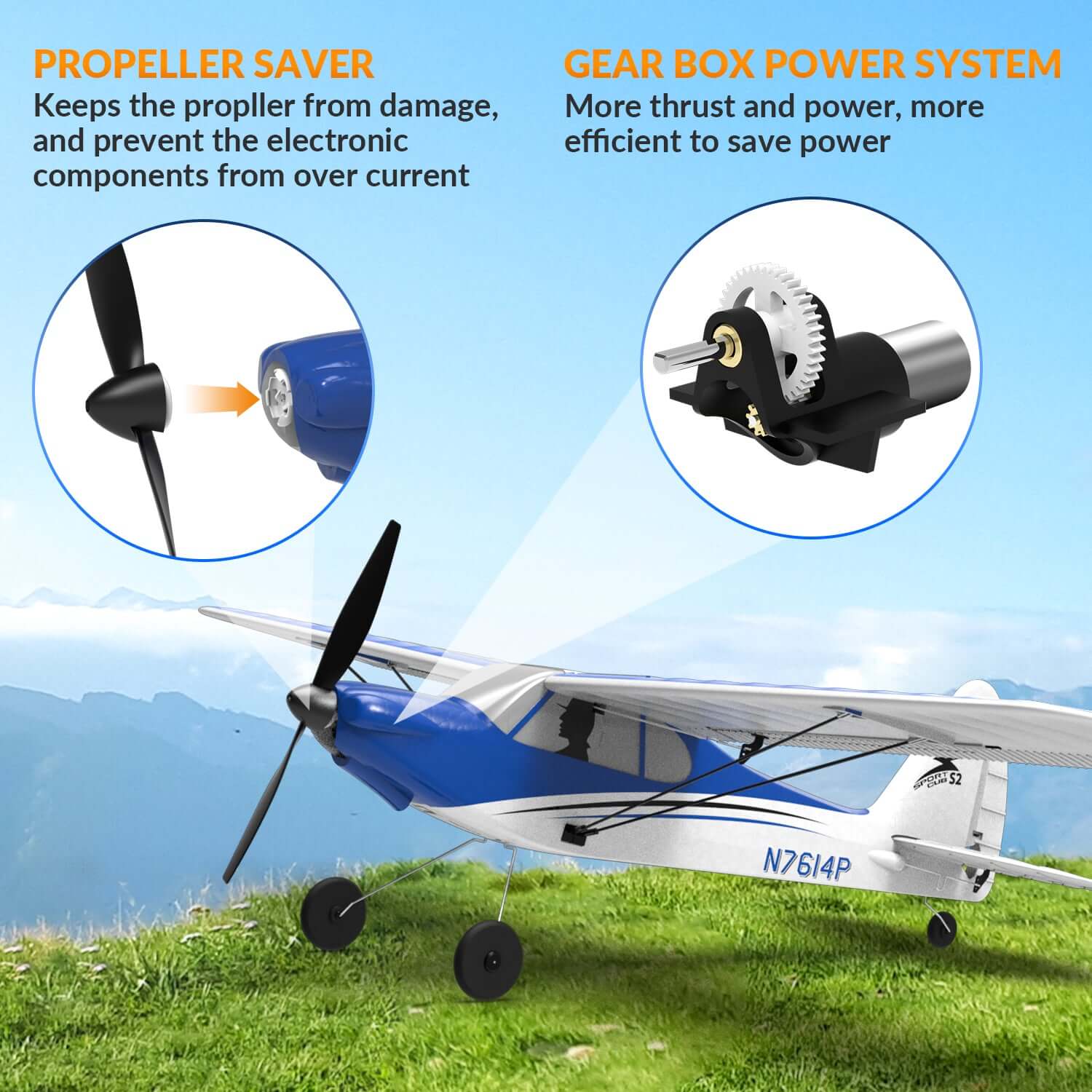 VolantexRC Sport Cub 500mm 4-Channel RC Trainer Airplane with Gyro, Easy Fly | KIDS TOY LOVER