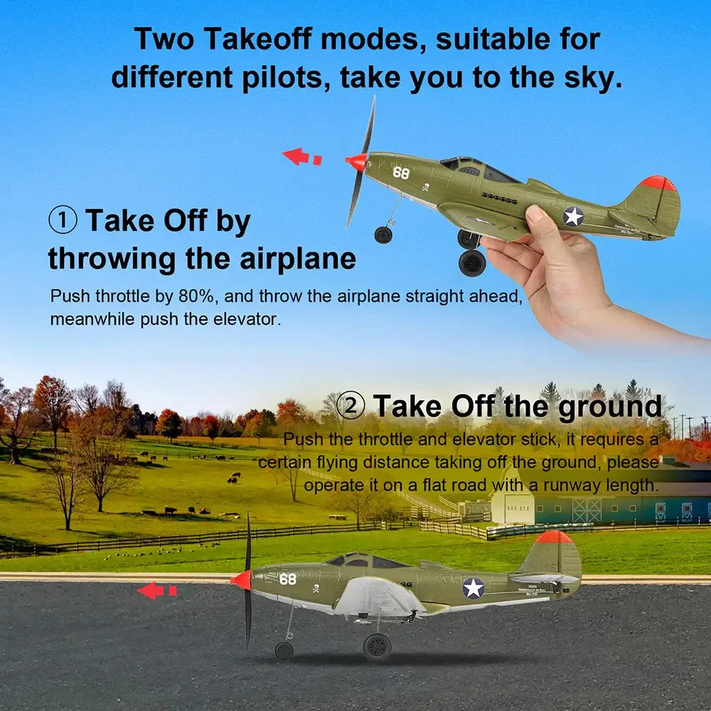 TOP RC HOBBY 402mm P39 2.4G 4CH 6-Axis Gyro EPP Warbird RC Plane RTF | KIDS TOY LOVER