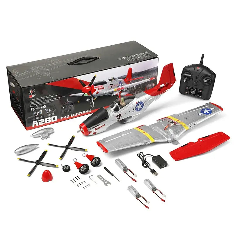 Wltoys XK A280 RC Plane P51D, 3D/6G LED, 2.4GHz, Brushless Motor, 560mm Wing | KIDS TOY LOVER