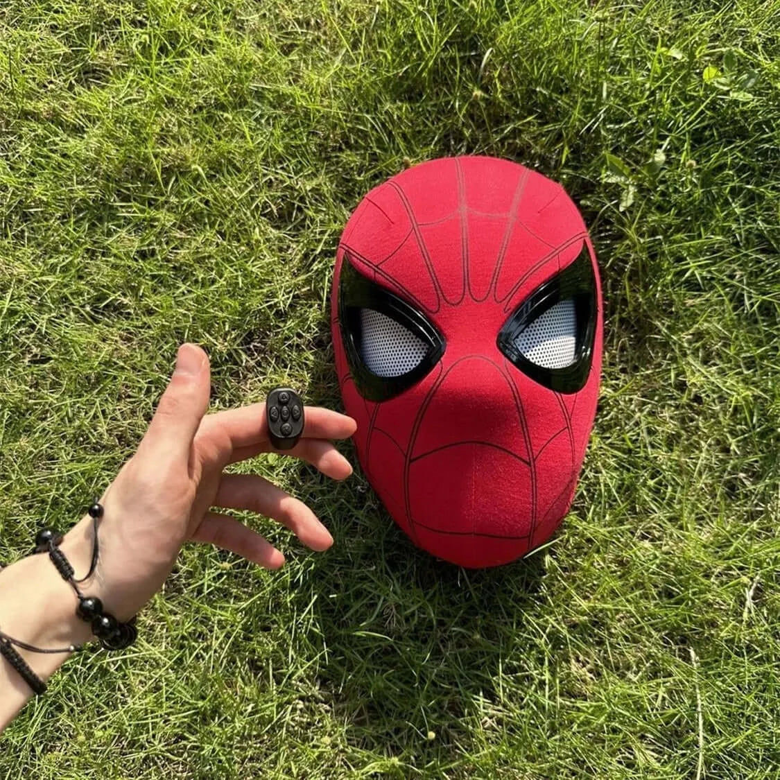 Mascara Spiderman Headgear Cosplay Moving Eyes Electronic Mask Spider Man  1:1 Remote Control Elastic Toys For Adults Kids Gift