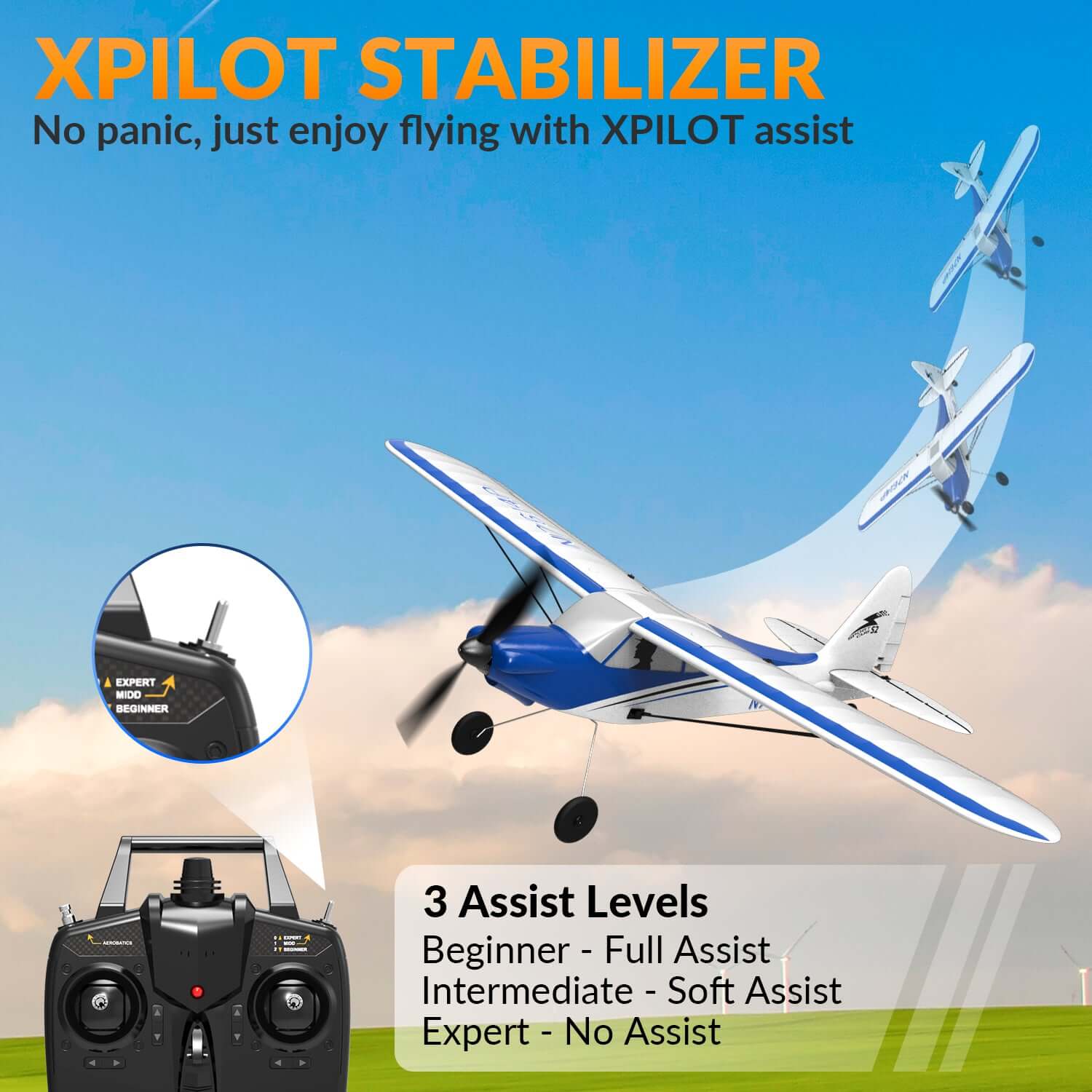 VolantexRC Sport Cub 500mm 4-Channel RC Trainer Airplane with Gyro, Easy Fly | KIDS TOY LOVER