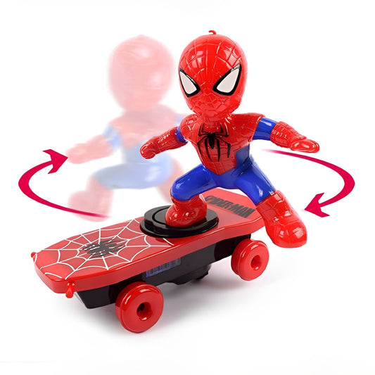 Spider-Man Stunt Scooter Toy - Electric Music, Flip Rotation, Skateboard for Kids | KIDS TOY LOVER