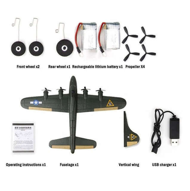 FX817 B17 RC 飛行機 - 2.4GHz グライダー固定翼リモートコントロール飛行機のおもちゃ