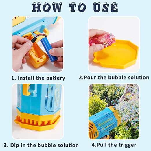 Bubble Gun Kids Toys Electric Automatic Soap Rocket Bubbles Machine Outdoor  Wedd
